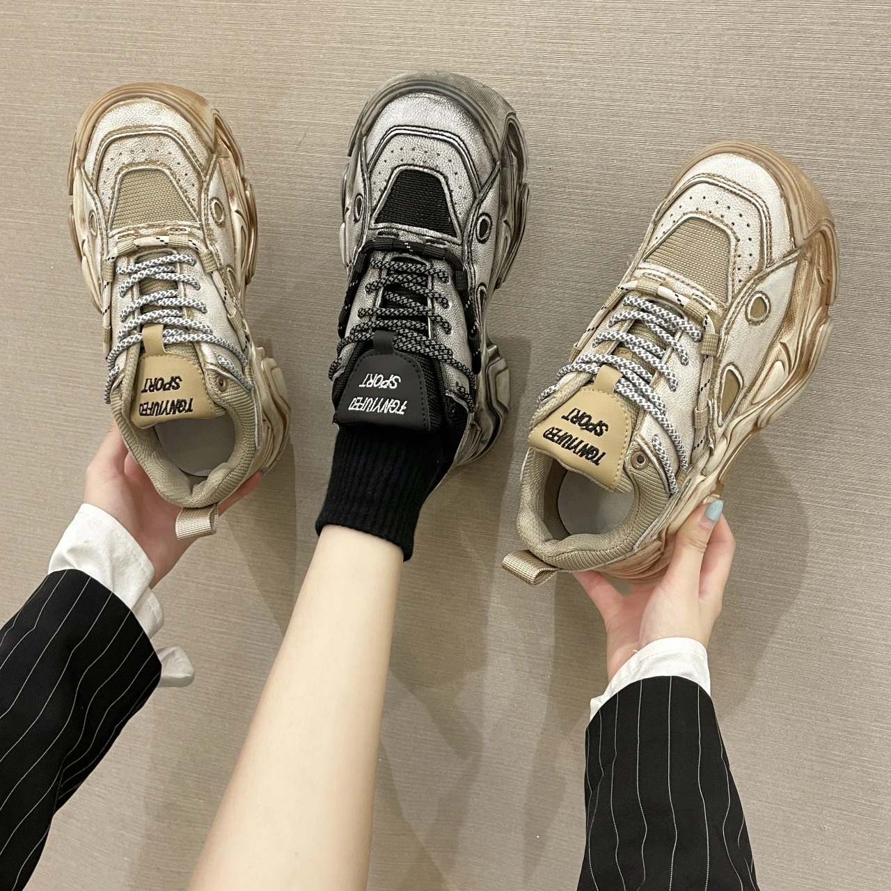 

Женские кроссовки для отдыха Dad Shoes, коллекция осень 2021, спортивная женская обувь, дышащие сетчатые кроссовки, износостойкие Нескользящие кр...