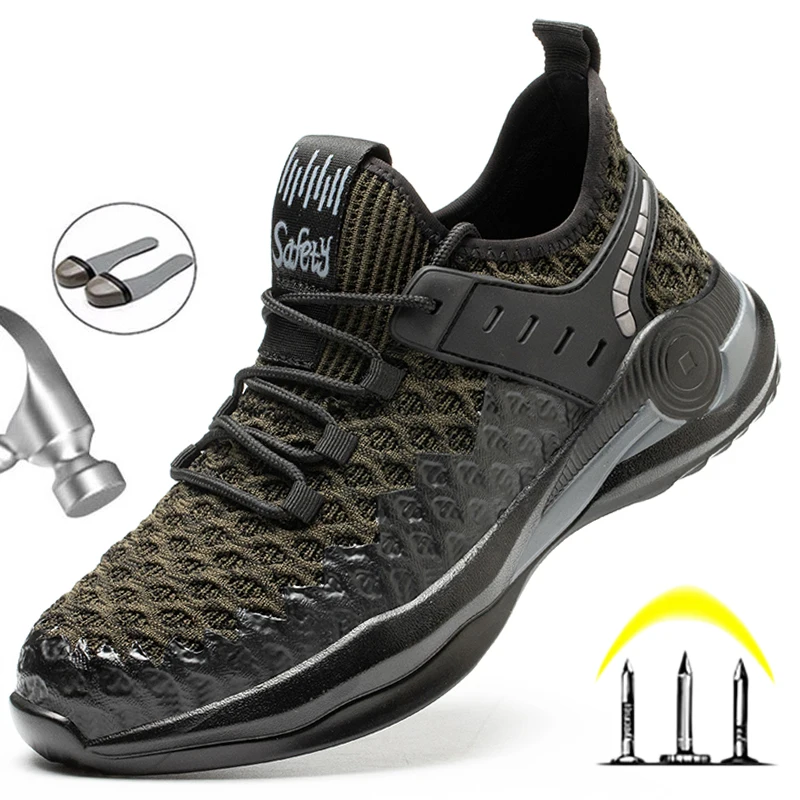 

Puncture Proof Safety Boots Men's Work Shoes Steel Toe Safety Shoes Men's Work Boot Wear-reistant Safety Sneakers Men's Footwear
