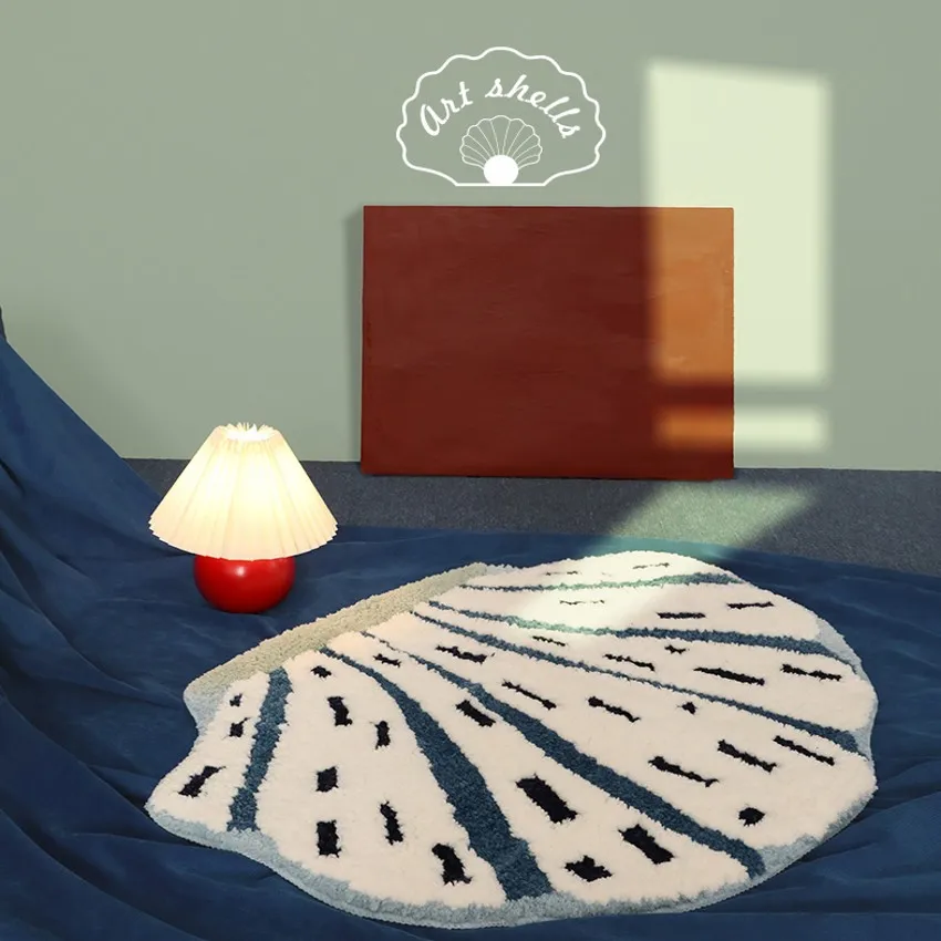 

Милый современный ковер в форме ракушки для гостиной, прикроватный ковер большого размера в скандинавском стиле, напольный коврик для укра...