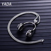 yada dj music headphone presentsnecklace for men women jewelry alloy necklaces long stainless steel hip hop necklace se210063