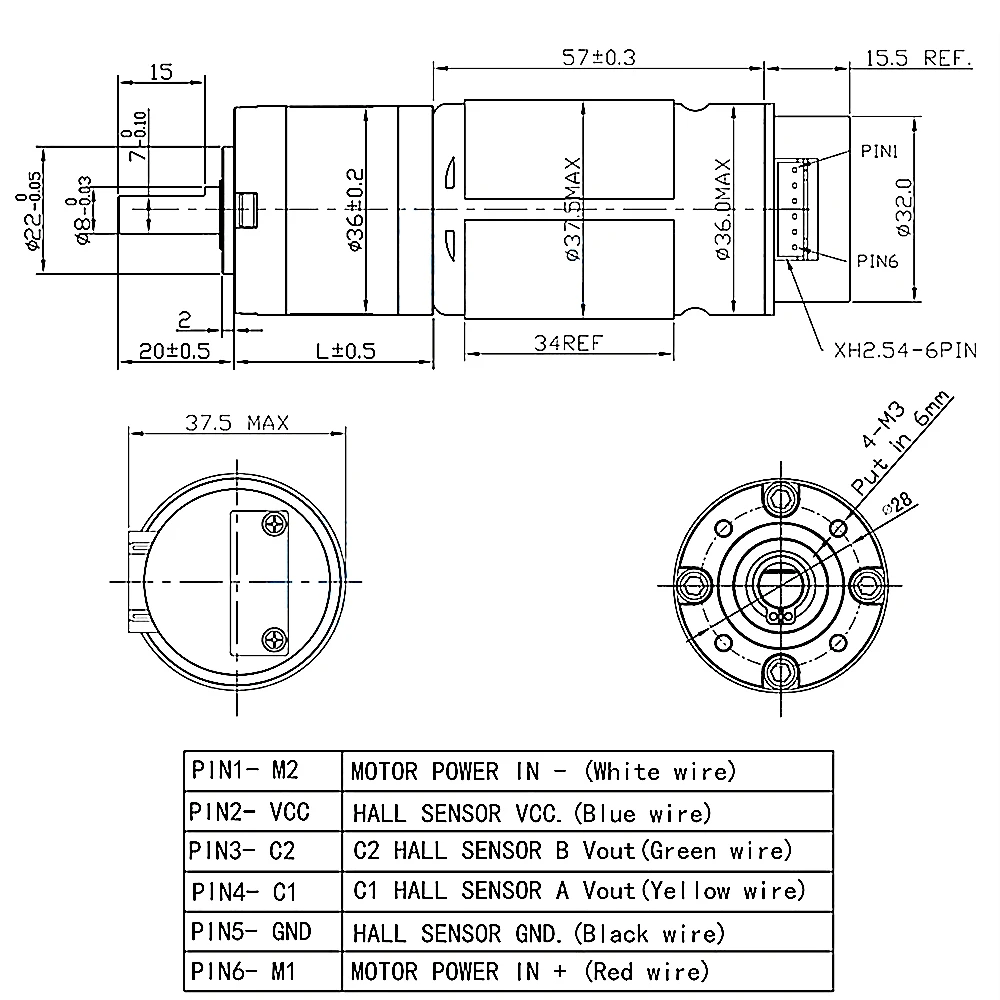 Motor planetário 36gp-555 abhl, codificador de corredor