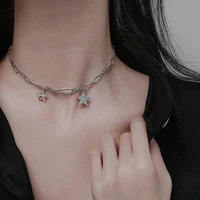 fmily minimalist 925 sterling silver personality sweet star necklace retro fashion hip hop clavicle chain for girlfriend gift
