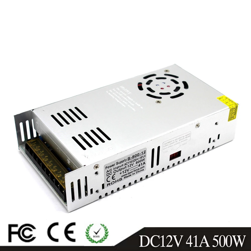 Одиночный выход DC12V 41A 500W светильник ing трансформатор AC к DC 12V импульсный источник