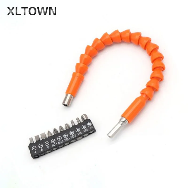 

XLTOWN high quality soft shaft electric screwdriver accessories long rod long flexible shaft screwdriver batch head set of 10pcs