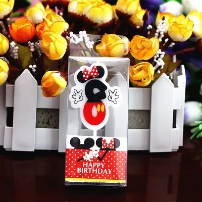 Minnie 8 Горячая День рождения номер 0-9 свечи мультфильм Микки Минни Маус Свеча на торт ко дню рождения торт украшения для кексов вечерние украшения - Цвет: Minnie 8