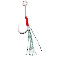 10pcslot metal jig tail assist hook short pe line feather solid ring jigging spoon saltwater for 10 60g fishing lure