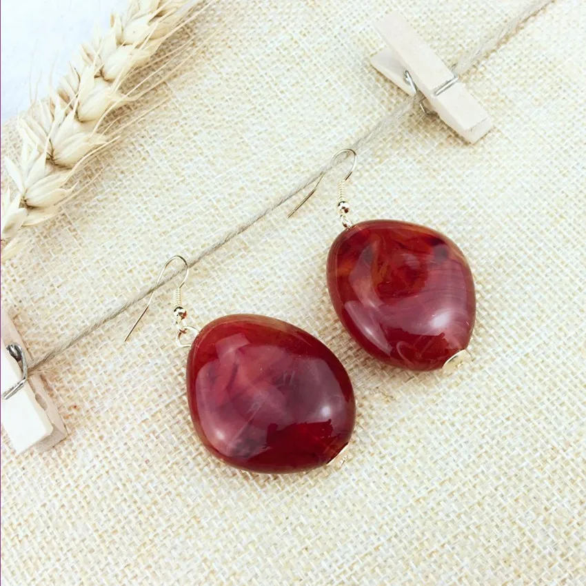 Серьги-подвески женские FYJS светло-желтого цвета золотого из камней правильной