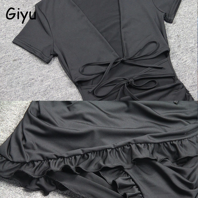 

Giyu Summer Dress Women 2020 Sexy Ruffles Bandage Bodycon Mini Dresses Elegant V Neck Bow Hollow Out Ruched Vestidos White Robe
