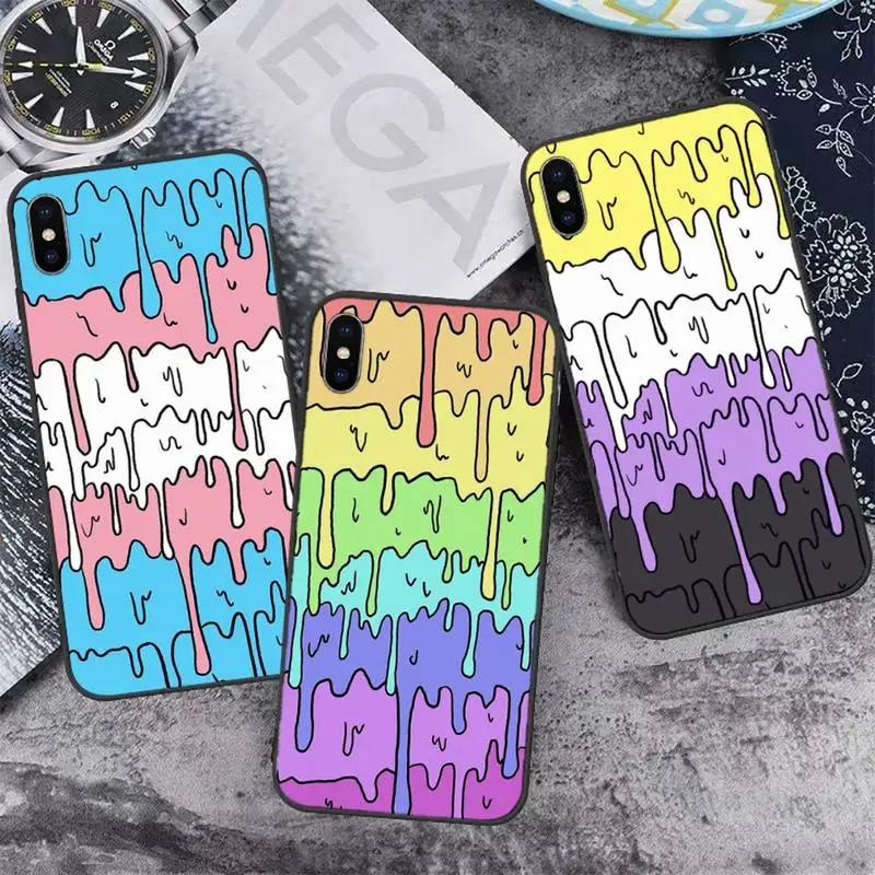 

Kawaii melting rainbow design Phone Case for iPhone 11 12 13 pro XS MAX 8 7 6 6S Plus X 5S SE 2020 XR mini