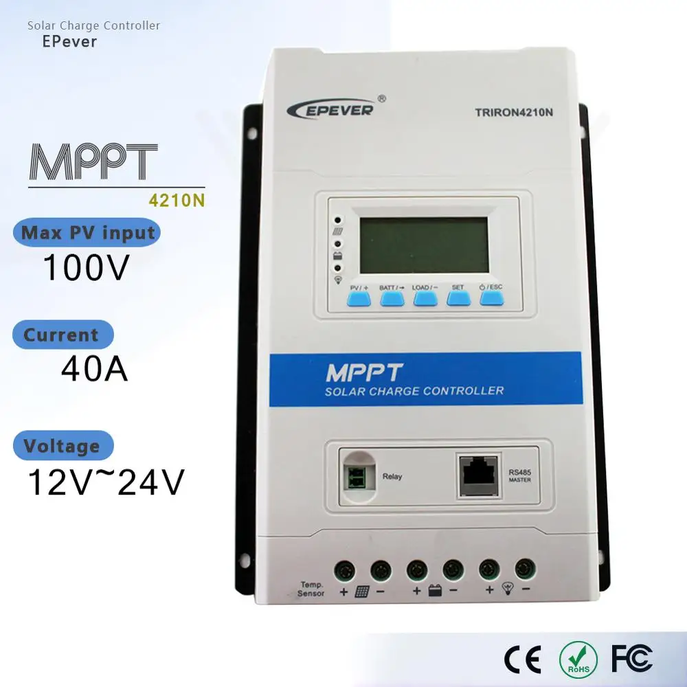 EPever MPPT 40A модульный Разработанный Солнечный контроллер зарядного устройства 12В