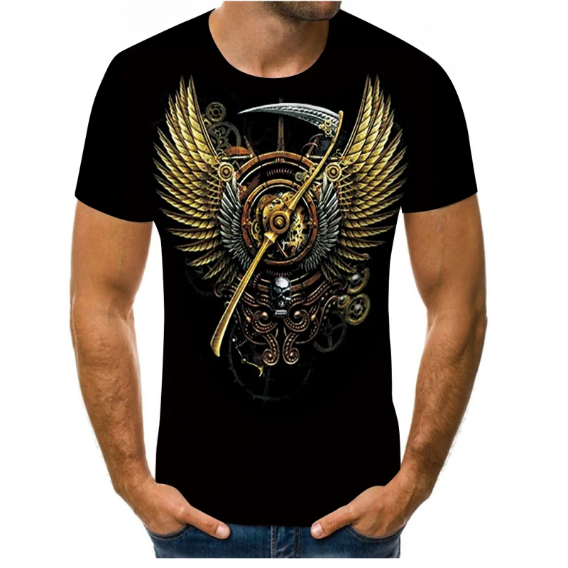 

Graffiti Painting Picture 3D Printing T-shirt Street Clothing Loose Comfortable Fabric O-neck Men's T-shirt Summer New Style