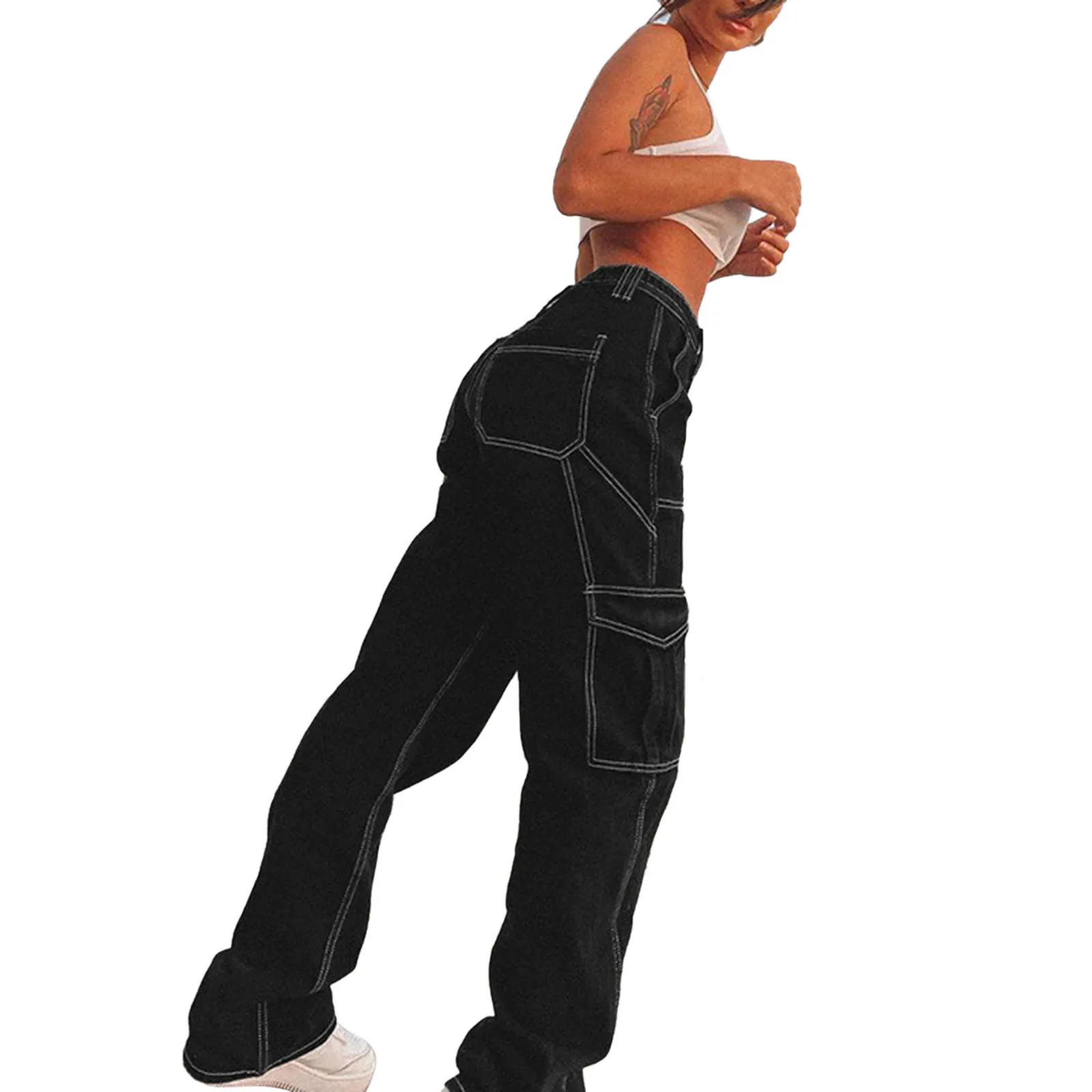 Осенние женские повседневные Прямые джинсы с широкими штанинами Модные