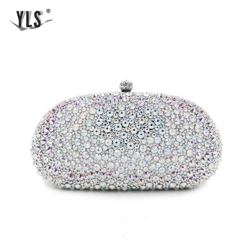 Женская серебряная сумка с кристаллами и стразами|Вечерние сумочки| |