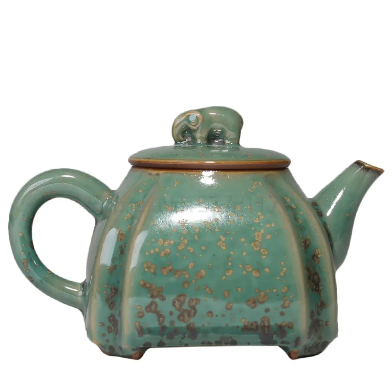 

Зеленая печь для обжига глазури, чайный горшок кунг-фу, керамический бытовой чайник, винтажные искусственные чайные горшки, чайник кунг-фу, ...