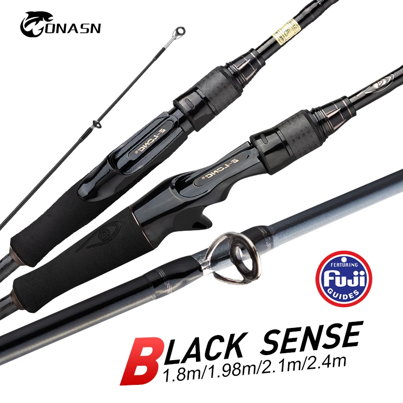 ONASN BLACK SENSE Fishing Rods Ultralight Fast Action Spinning rod UL L ML M MH FUJI Ring Toray Carbon Casting Travel Feeder Rod enlarge