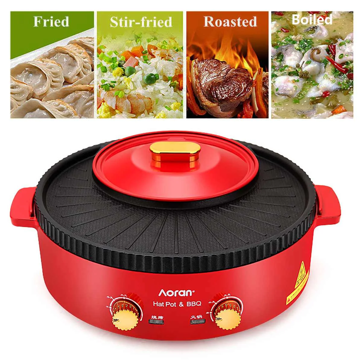 

2 in 1 220V 1500W Electric BBQ Grills Hot Pot Indoor Smokeless Nonstick Equipment Nonstick Roasted Barbecue Pan Cooker