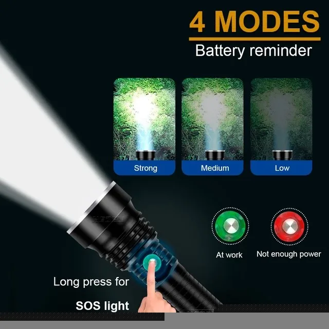 Barato Linterna De Buceo Más Potente 18650 XHP90.3 Luz De Antorcha De Buceo Profesional Recargable USB IPX8 Luz Subacuática Impermeable