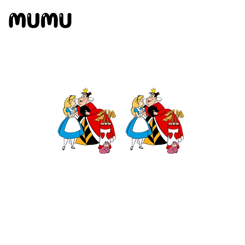 Серьги-гвоздики в виде Алисы стране чудес мультяшная Королева сердец акриловые