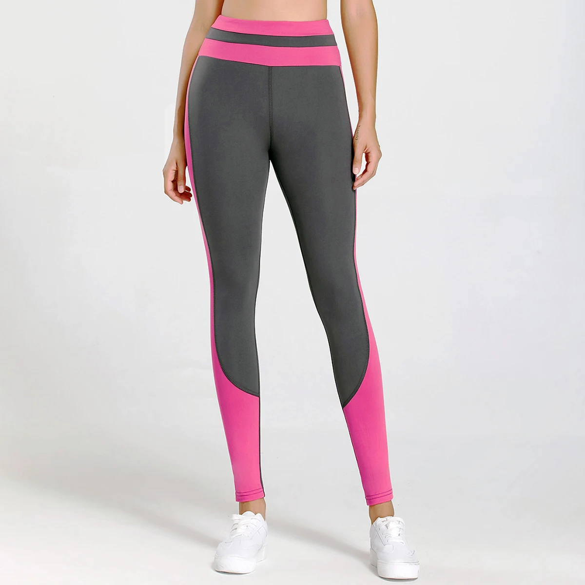 

K713 New peach hip high waist fitness pants quick-drying running tight color contrast yoga pants nine-point pants women