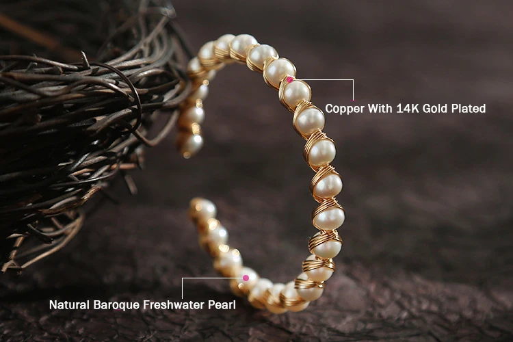 

GREEN PURPLE Handmade Natural Freshwater Baroque Pearls Adjustable Bracelet For Women Anniversary Gift Vintage Jewelry