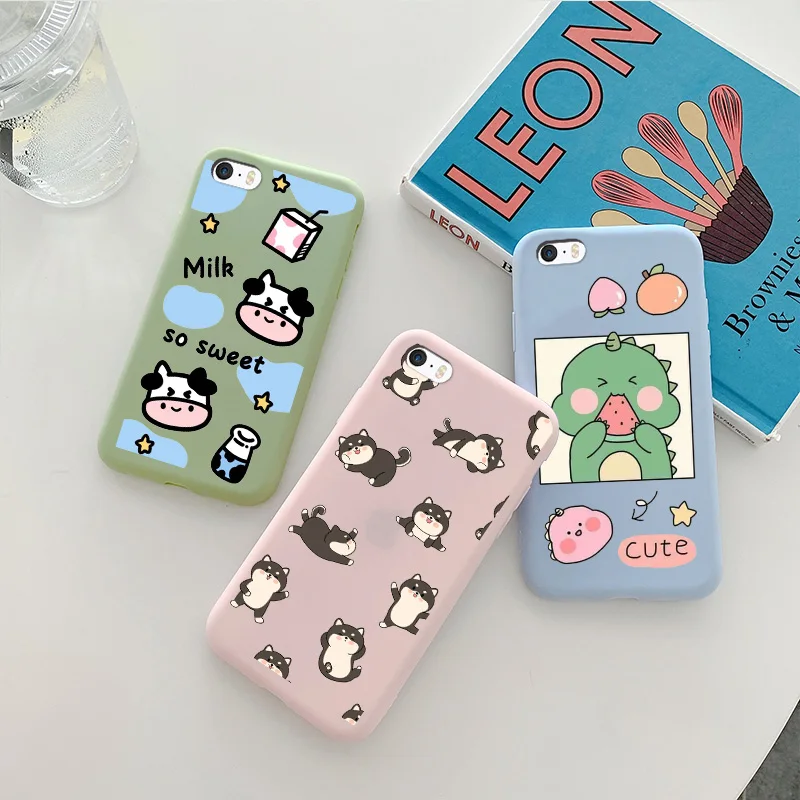 

For iPhone 5 Case Cartoon Cute Animal Pattern Silicone Shell For Apple iPhone 5S Case Painted Shell Soft TPU For iPhone SE