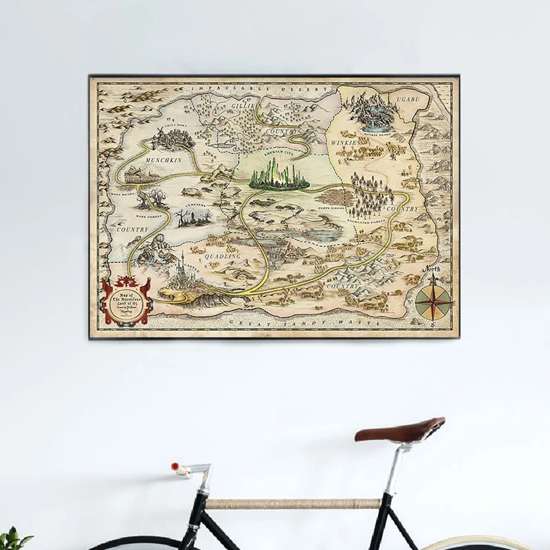 Фэнтези кино карта печать на холсте из Сторибрука по плакат чудесная страна Оз настенная живопись искусство