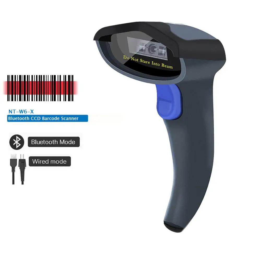 W6-X Bluetooth CCD NETUM NT-1205BT Bluetooth CCD сканер штрих-кодов и W6-X Портативный USB беспроводной CCD считыватель штрих-кодов 1D для Android ios - Цвет: W6-X Bluetooth CCD