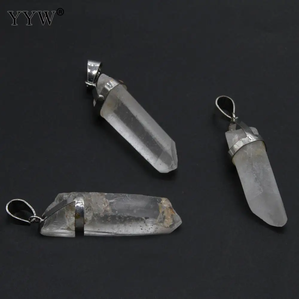 1 шт. прозрачная подвеска Маятник из кварцевого камня колонна Посеребренная