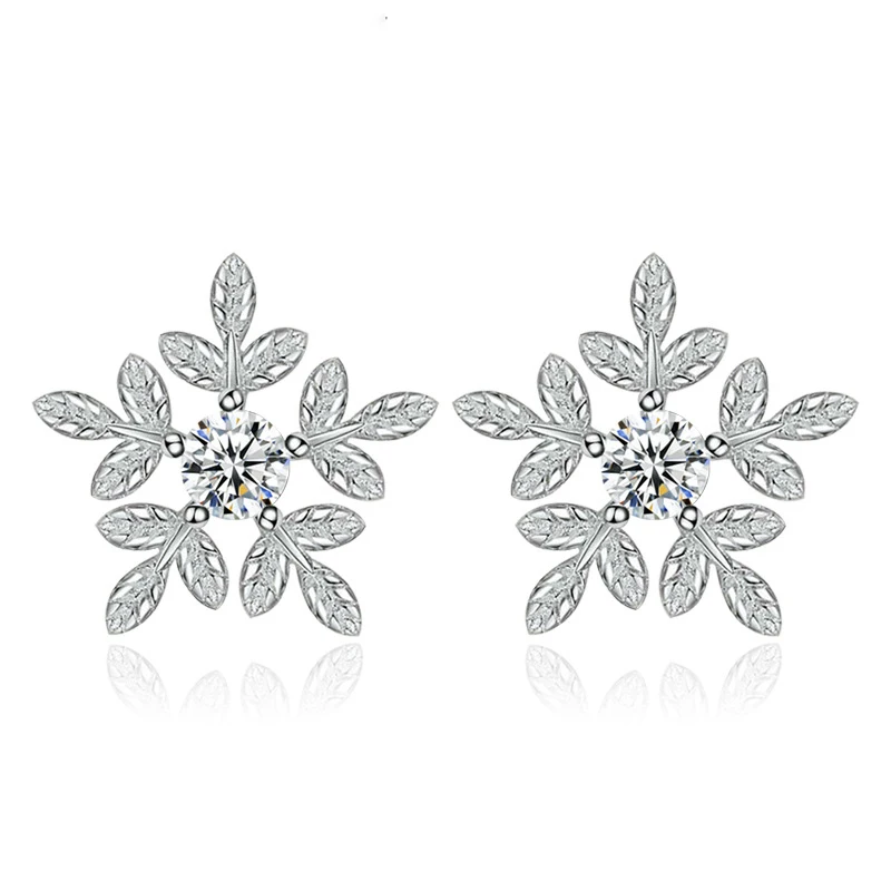 

POPACC 925 Стерлинговое Серебро горячие модные снежинки серьги для женщин рождественские серьги ювелирные изделия