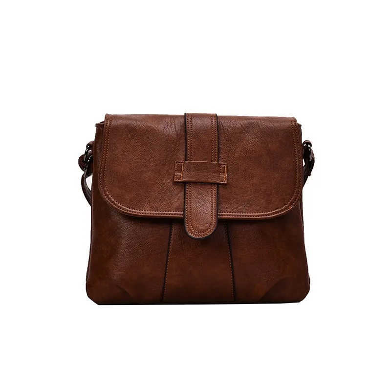 

New Shoulder Bag Retro Large Capacity Women's Bag Oblique Broadband 2020 Simple Casual Pu Soft Leather All-match