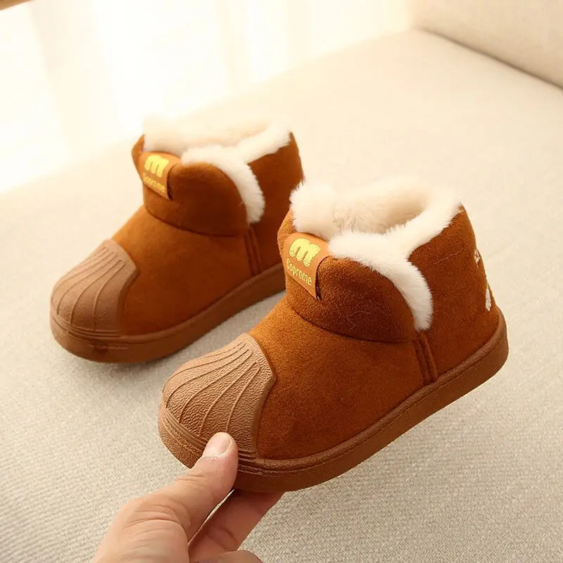 Yellow New Winter Snow Boots For Kids Girls Home Slippers Cartoon Unicorn Baby Girls Shoes For Children Boys Indoor Bedroom Slippers - Цвет: Yellow