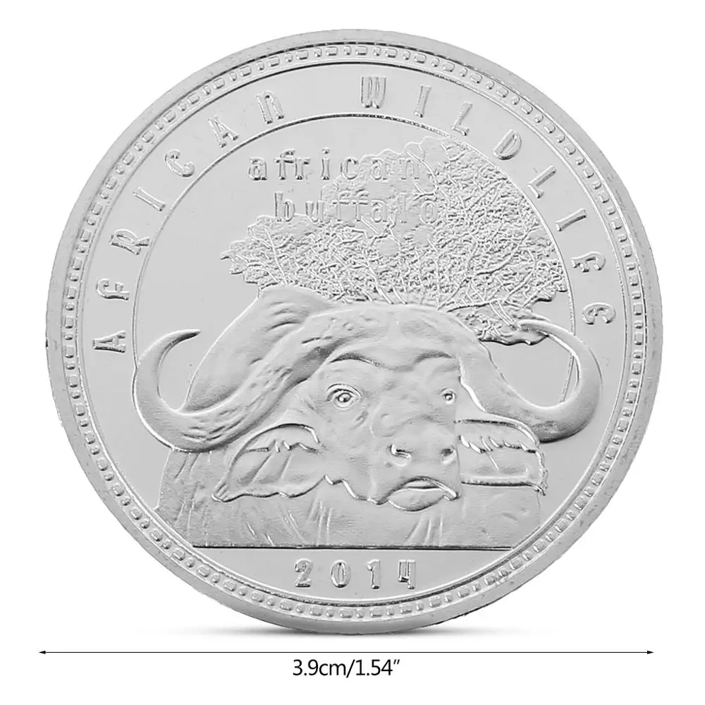 Дикие защищенные животные африканский буйвол 2014 Замбия Посеребренная монета 1000