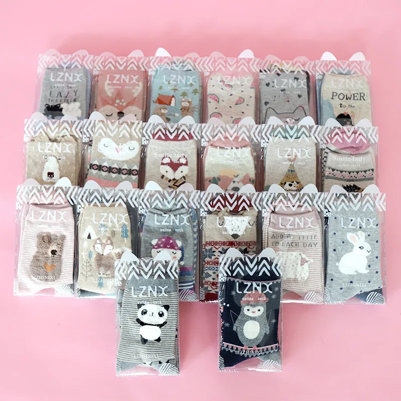 

2pairs/lot Harajuku Cute Cartoon Animal Pattern Funny Socks Women Kawaii Squirrel Panda Socks Novelty Cotton Calcetines Mujer