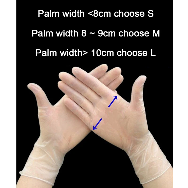 

Hot sale 100PCS Disposable PVC Rubber Powder-free Transparent Gloves Thickened Isolate harmful substances to protect health