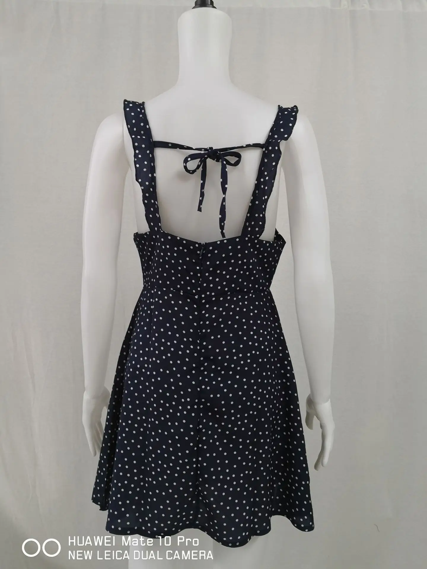 

AIUJXK new 2020 backless dot dress women spaghetti strap high waist casual summer dress v neck sexy sleeveless short dresses