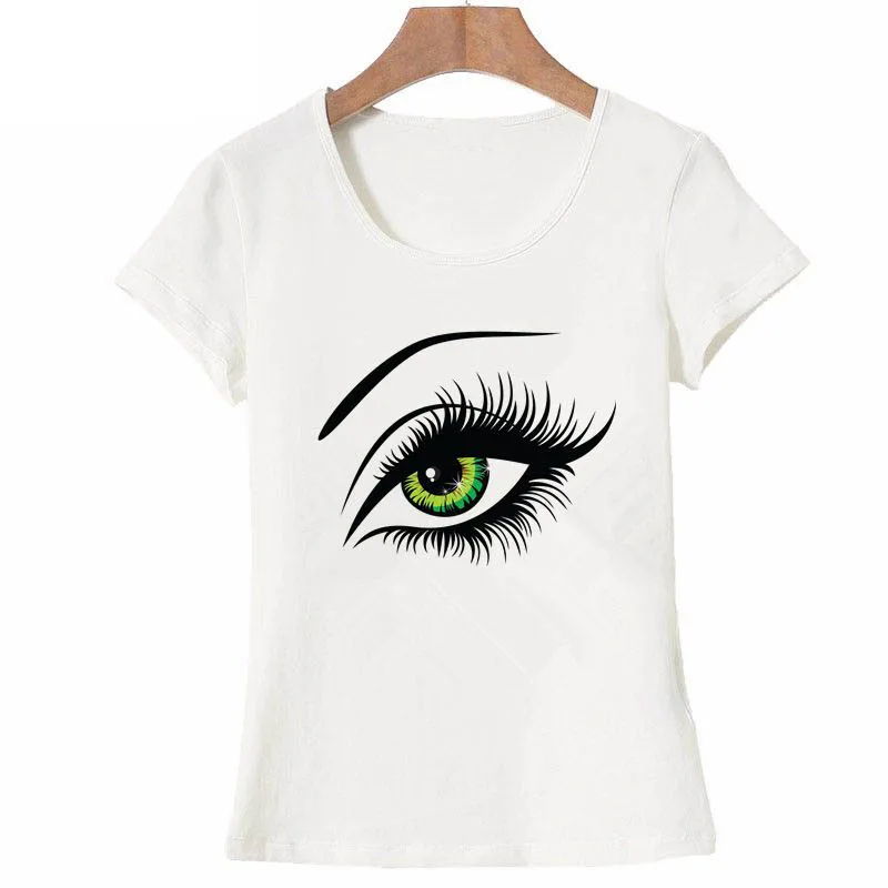 

2019 Summer T shirt Women Tops Tees Short Sleeve Cotton Big Eyes Print Tshirt Funny T-shirt Woman Clothes