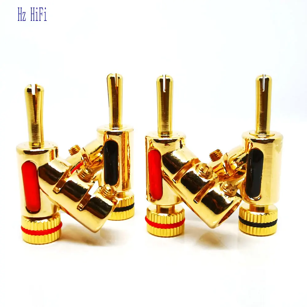 4 шт. 24K золото Hifi родиевое покрытие аудио банан штекер разъем динамик кабель