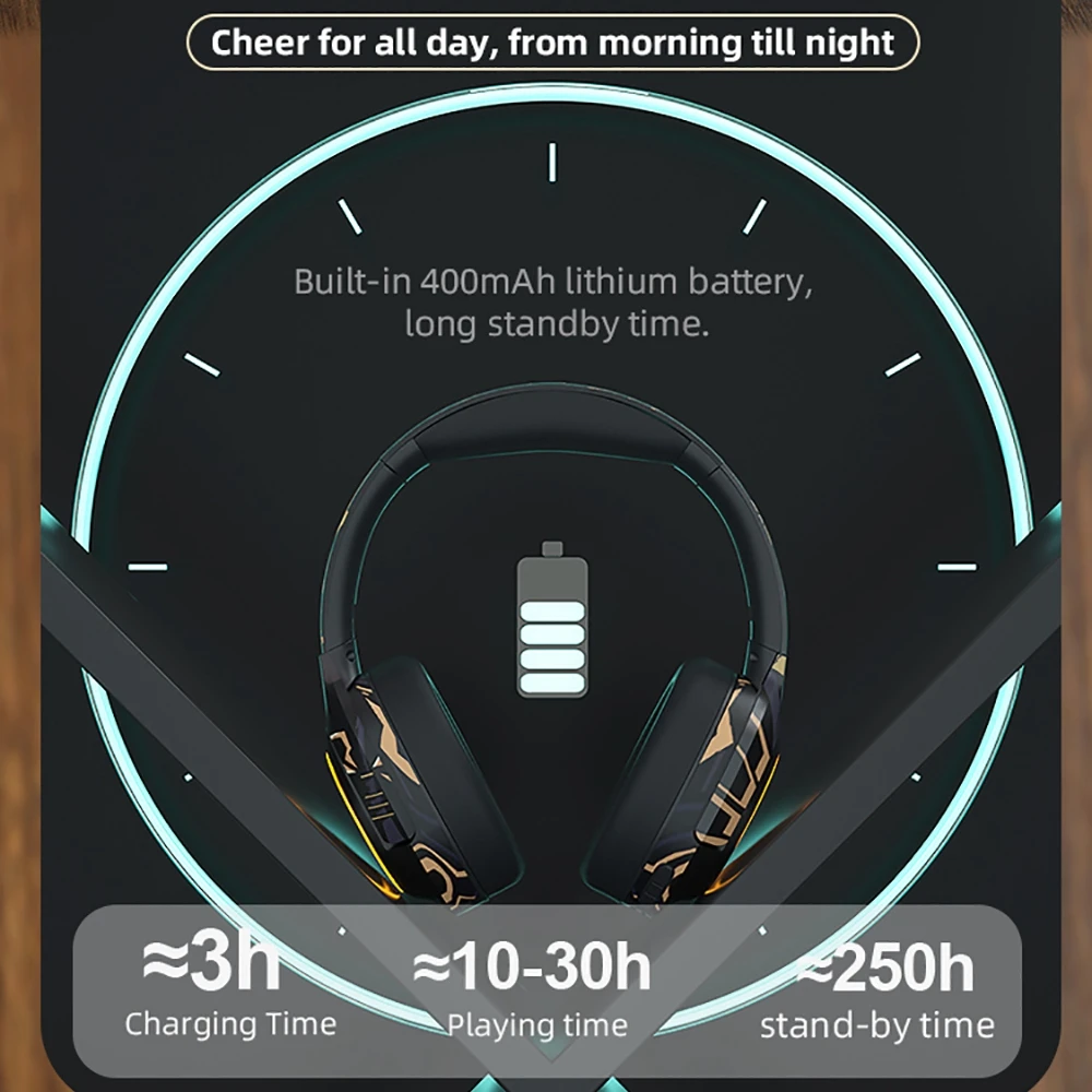 

RGB HIFI Stereo Bass Wireless Headphones With Microphone For PS4 Playstation 5, LED Cell phone PC Bluetooth 5.0 Gamer Headsets