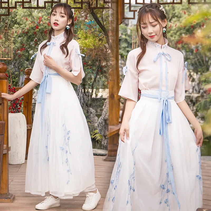 

Женское сказочное платье Hanfu, классический костюм для танцев, праздничный костюм в этническом стиле, синяя, розовая одежда для выступлений, ...