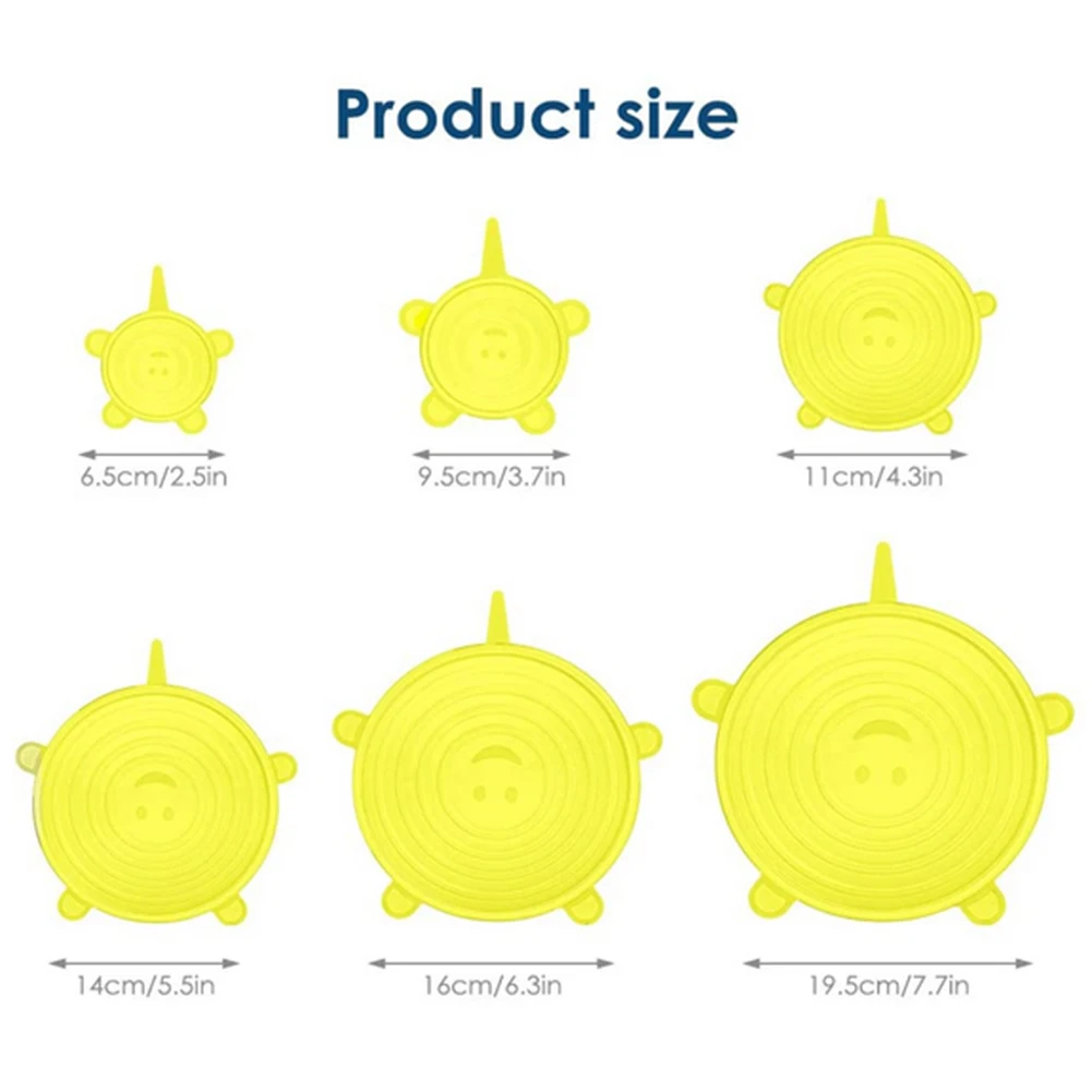 

12 pcs Silicone Stretch Lids Lightweight Reusable Food Covers Household Kitchen Easy Supplies for Bowls Containers Fresh Cover