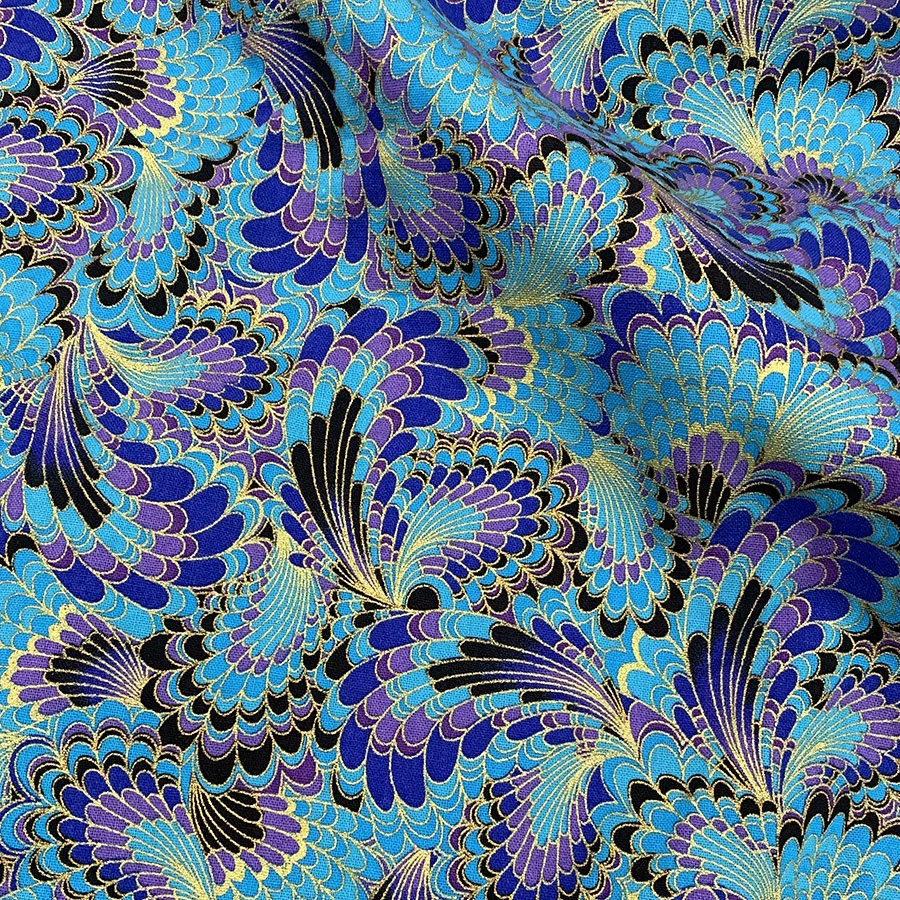 Японская ткань из 100% хлопка с принтом павлиньих перьев для шитья в стиле пэчворк