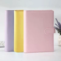 macaron color a6 6 rings binder pu clip on notebook cover journal notebook kawaii loose stationery leaf leather notebooks