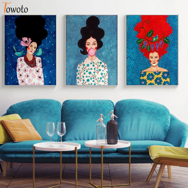 Абстрактная Картина на холсте для девочек цветочный принт скандинавский