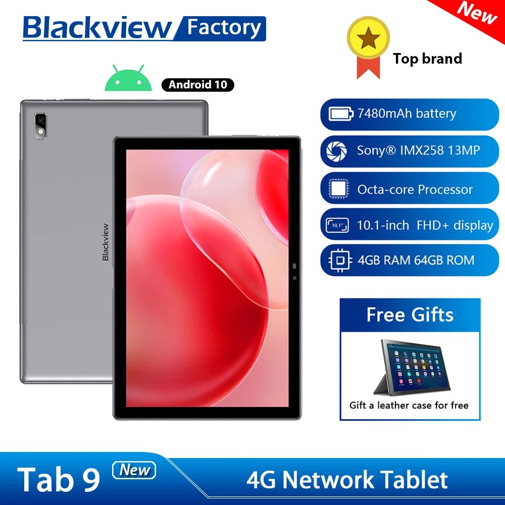 10 1 дюйма Blackview Tab 9 Tablet Octa Core 13MP Камера 4 Гб Оперативная память 64 Встроенная 4G