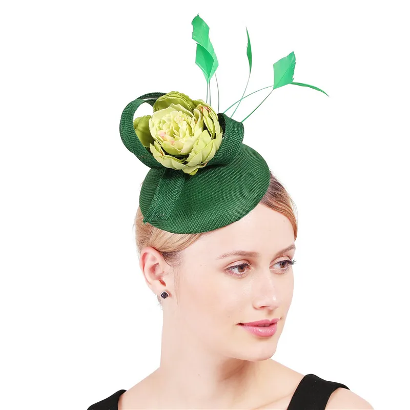 Новинка Классическая зеленая шляпа для волос ручной работы красивый цветочный