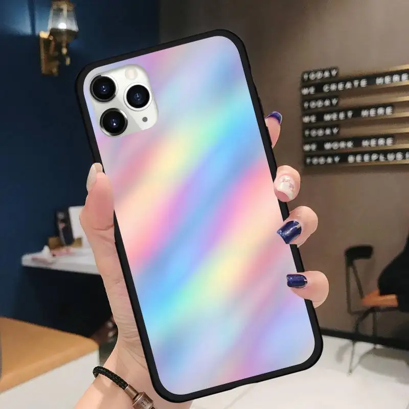 

Glossy Rainbow Phone Case for iPhone 11 12 pro XS MAX 8 7 6 6S Plus X 5S SE 2020 XR mini Funda