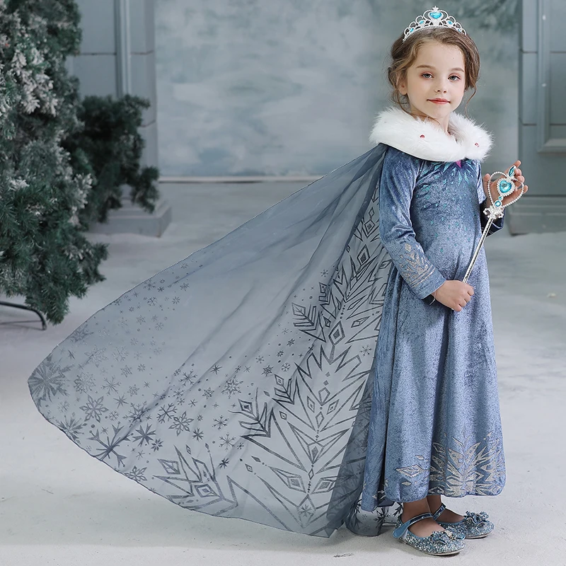 

Girls Dress Halloween Girls Costume Long Sleeve Girls Autumn Winter Dress Princess Cosplay Dresses Snow Dress