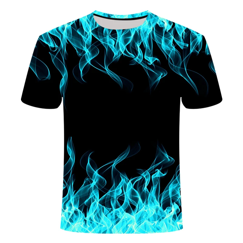 TX053C JIAN25 3d футболка черная футболка Повседневный Топ Camiseta Streatwear с коротким рукавом Ткань Синий Красный пламенный модная летняя футболка мужская футболка - Цвет: TX053C JIAN25