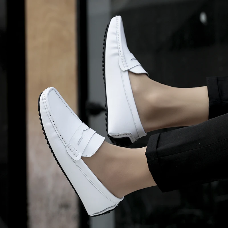

ALCUBIEREE Summer Mens Fashion Penny Loafers High Quality Moccasins Lightweight Gomminos Boat Shoes Men's Flats Driving Shoes