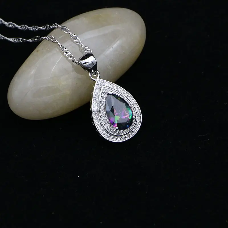 Mystic набор бижутерии с радужными фианитами для женщин серебряные